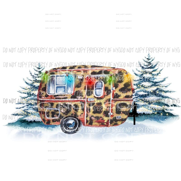 cheetah christmas camper Sublimation transfers Heat Transfer
