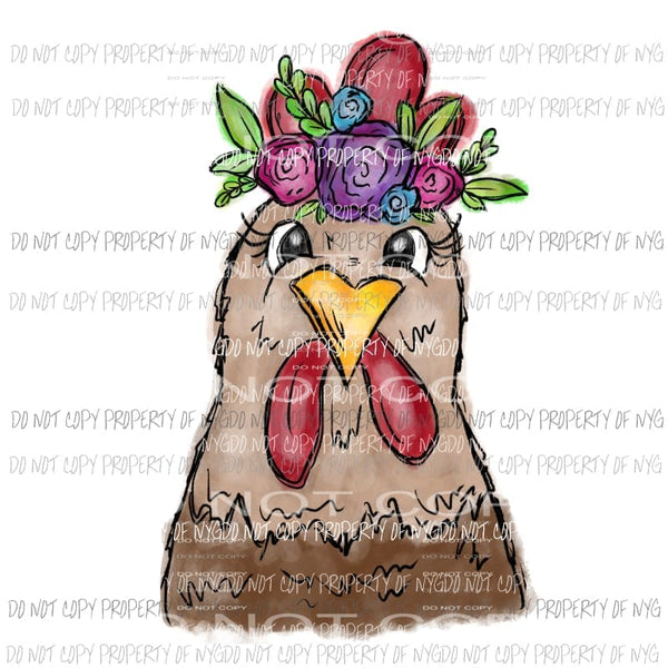 Chicken watercolor flowers Sublimation transfers Heat Transfer