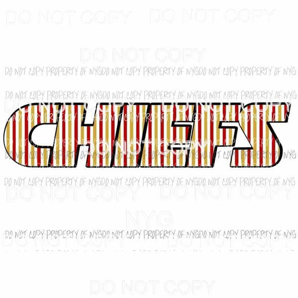 CHIEFS #1 red gold stripes Kansas City Sublimation transfers Heat Transfer