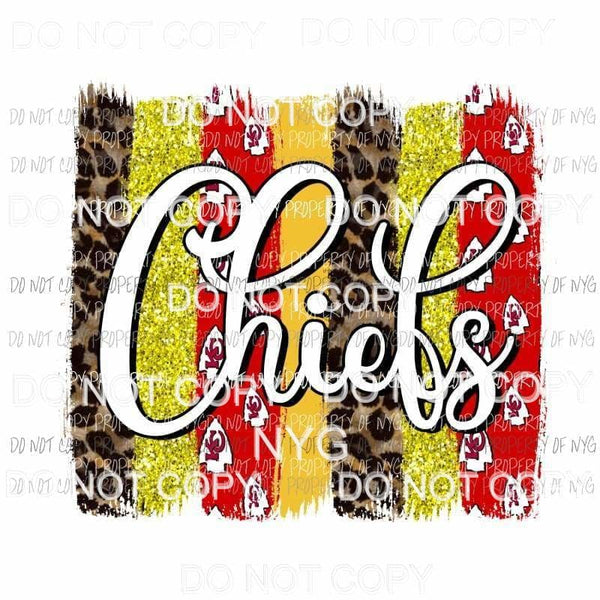 Chiefs brushstroke leopard red yellow Kansas City Sublimation transfers Heat Transfer