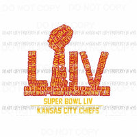 Chiefs KC Superbowl Champs # 12 Sublimation transfers Heat Transfer