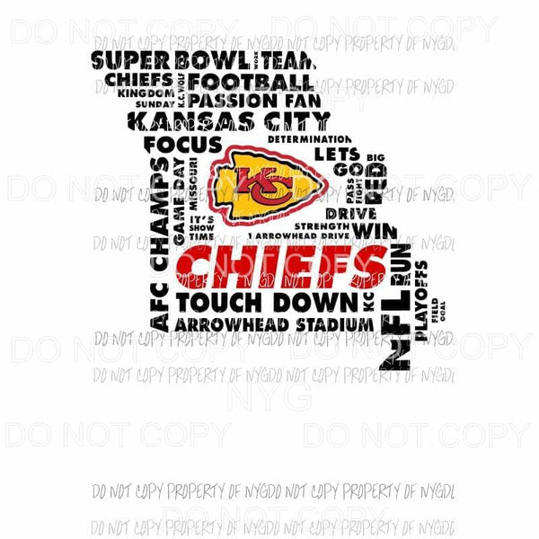 Chiefs KC Superbowl Champs # 7 Sublimation transfers Heat Transfer