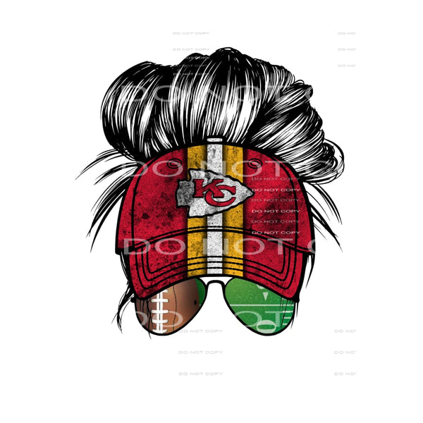 chiefs messy bun # 9055 Sublimation transfers - Heat 