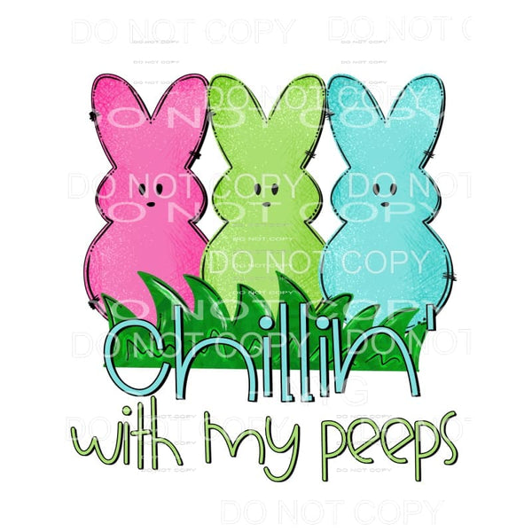 Chillin With My Peeps Pastel Bunny Trio Sublimation 