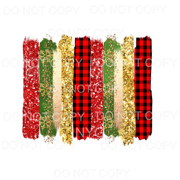 Christmas Brush Stokes Red Green Gold Glitter Pliad 