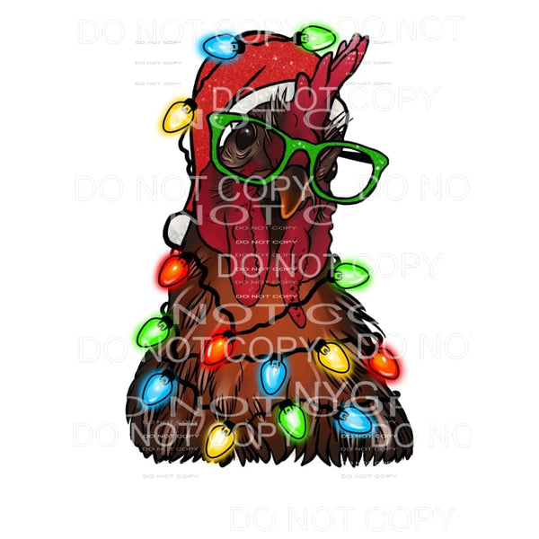 Christmas Chicken Lights Santa Hat #2071 Sublimation 