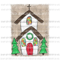 Christmas Church Sublimation transfers Heat Transfer
