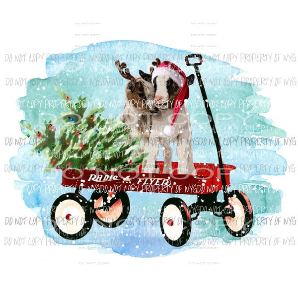 Christmas Goat in Wagon Sublimation transfers Heat Transfer