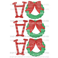 Christmas HO HO HO Wreath Red Bow Sublimation transfers Heat Transfer