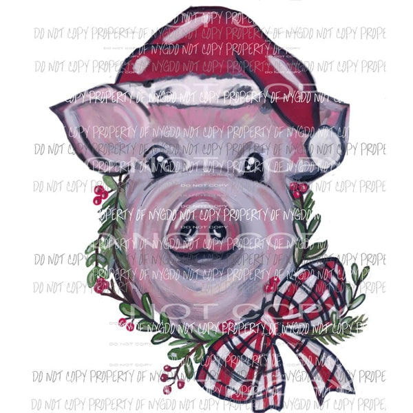 Christmas Pig Santa hat Sublimation transfers Heat Transfer