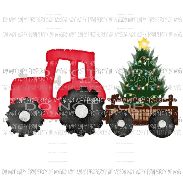 Christmas Tractor Red # 5 Sublimation transfers Heat Transfer