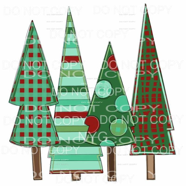Christmas Tree Group Red Green Patterns #715 Sublimation 