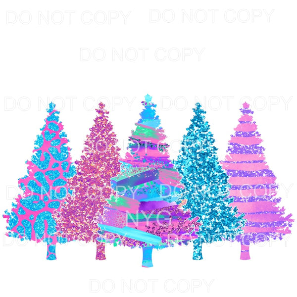 Christmas Tree Line Bright Colors Glitter Leopard Brush 