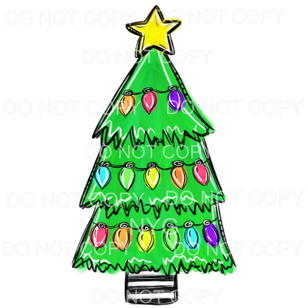 Christmas Tree Multi Color Lights Yellow Star #542 