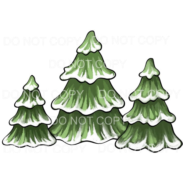 Christmas Tree Trio Snow Green #420 Sublimation transfers - 