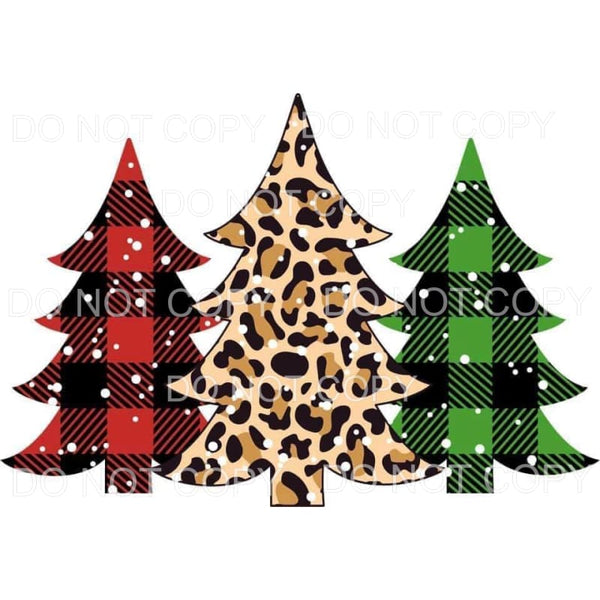 Christmas Trees Red Green Plaid Leopard Snow #1830 