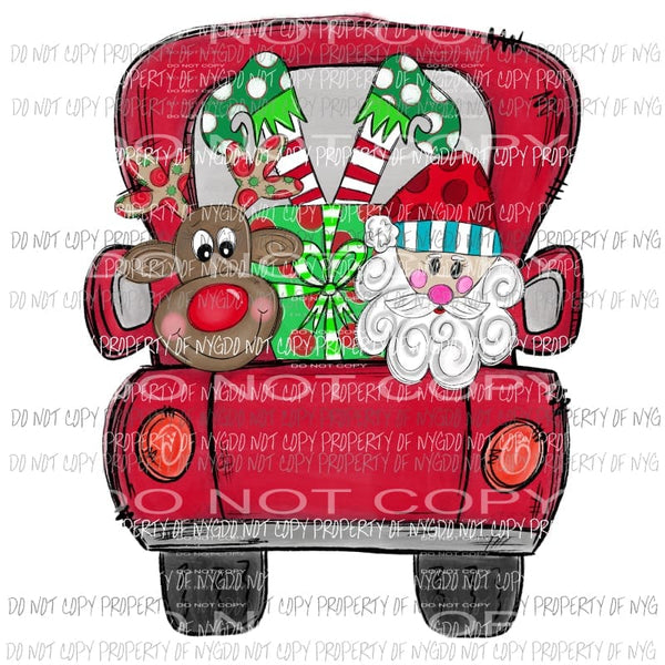 Christmas Truck Blank santa elf reindeer Sublimation transfers Heat Transfer