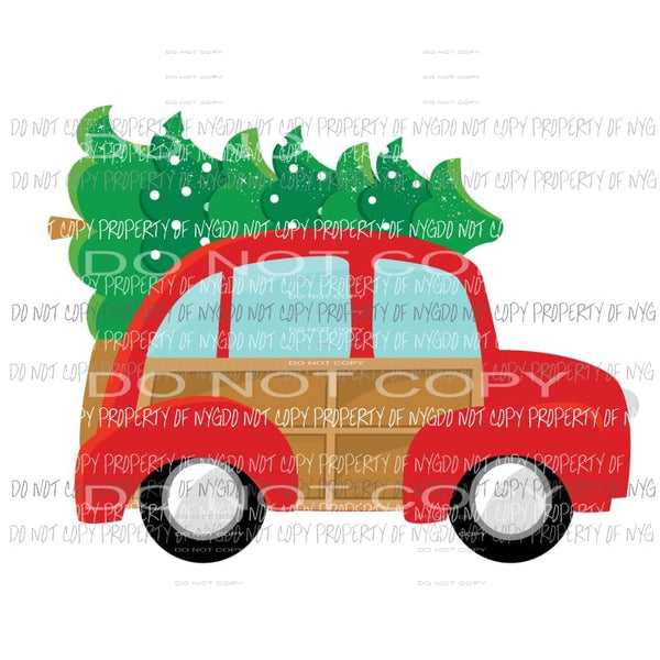Christmas Vehicle #1 side view red tree on top Sublimation transfers Heat Transfer