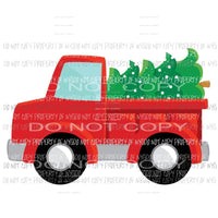 Christmas Vehicle #4 red truck side view tree Sublimation transfers Heat Transfer