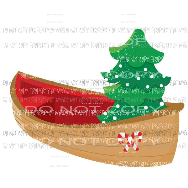 Christmas Vehicle #5 boat with tree Sublimation transfers Heat Transfer