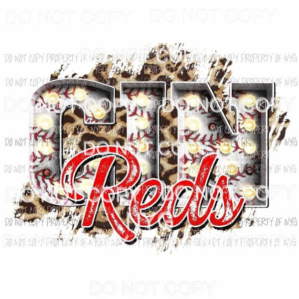 CIN Reds baseball marquee Cincinnati leopard Sublimation transfers Heat Transfer