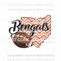 Cincinnati Bengals football chevron state Sublimation transfers Heat Transfer