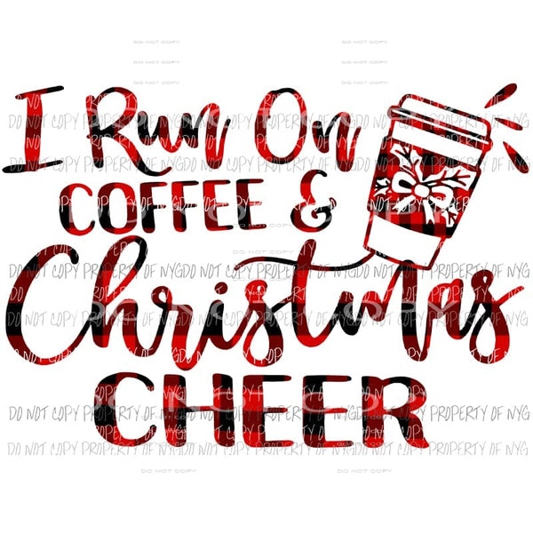 Coffee and Christmas Cheer RED PLAID Sublimation transfers Heat Transfer