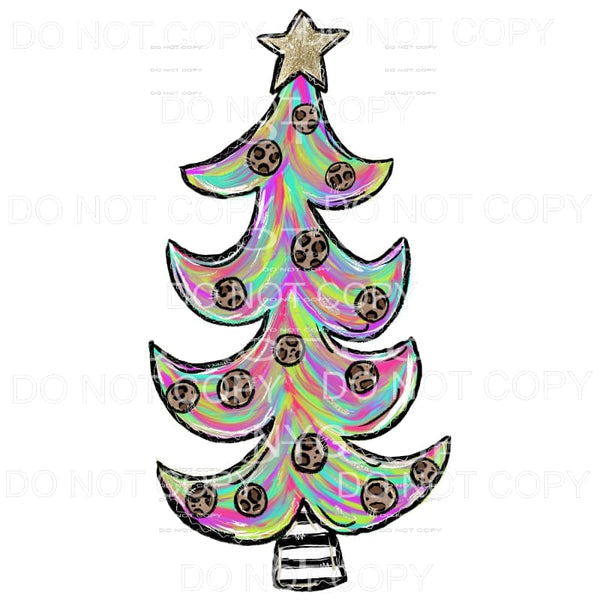 Colorful Leopard Whimsical Christmas Tree #1679 Sublimation 