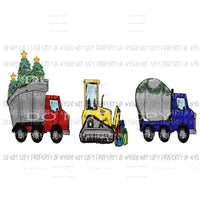 Construction Trucks Christmas trees gifts Sublimation transfers Heat Transfer