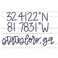 Coordinates Statesboro Georgia Sublimation transfers Heat Transfer