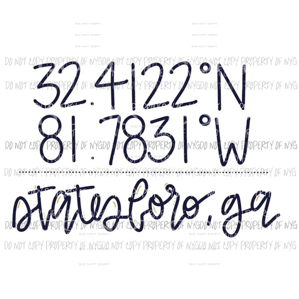 Coordinates Statesboro Georgia Sublimation transfers Heat Transfer