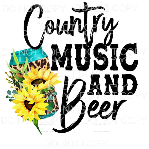 Country Music And Beer Leopard Sunflowers Sublimation 