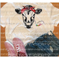 Cow #7 red heart Heat Transfer