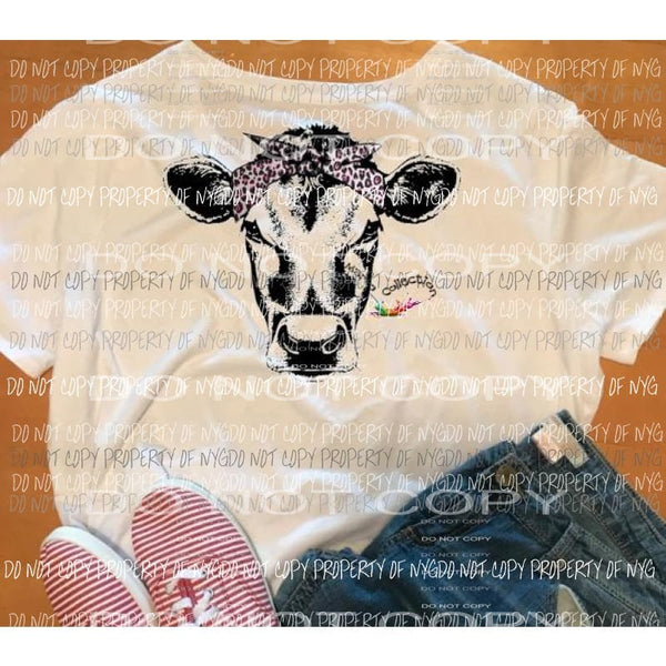 Cow #8 pink leopard Heat Transfer