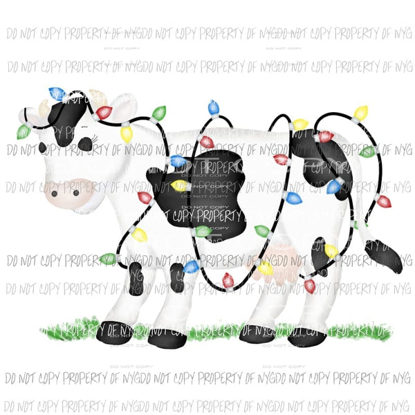 Cow - Boy Watercolor Christmas Sublimation transfers Heat Transfer