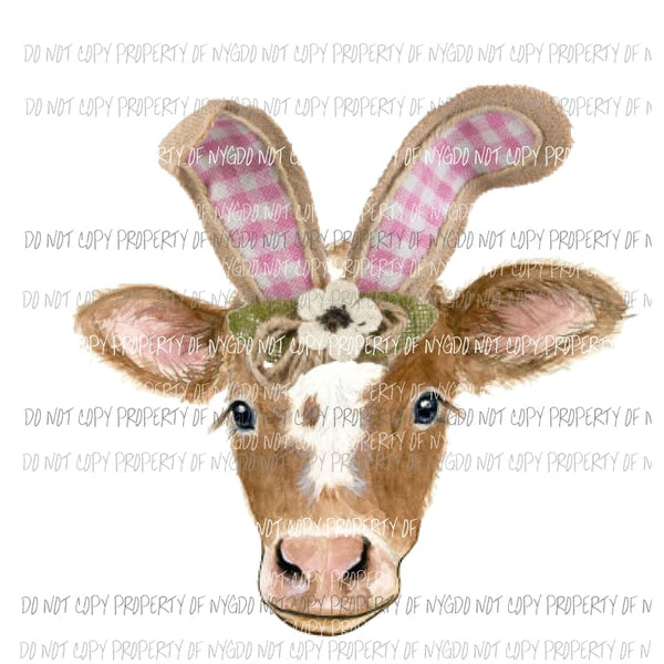 Cow Bunny pink check Sublimation transfers Heat Transfer