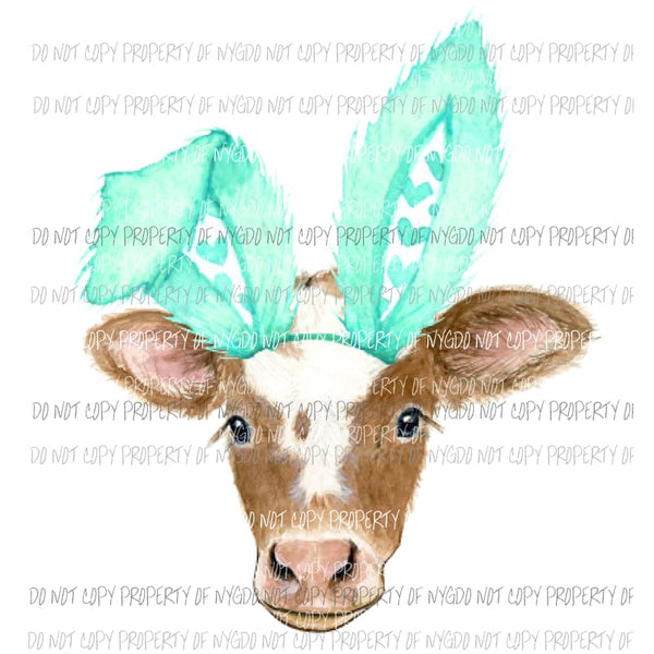Cow Bunny Turquoise Sublimation transfers Heat Transfer