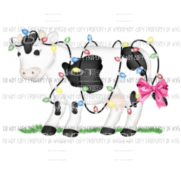 Cow - Girl Watercolor Christmas Sublimation transfers Heat Transfer