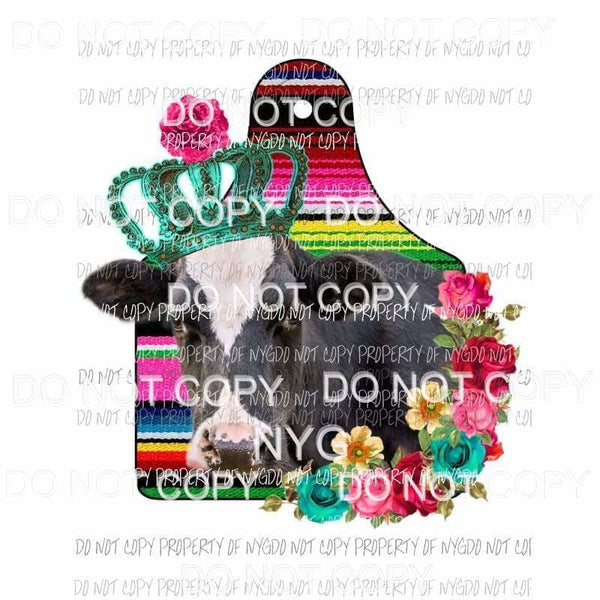 Cow Show Tag serape flowers crown Sublimation transfers Heat Transfer