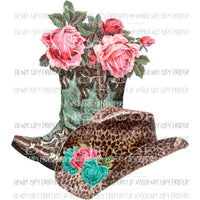 Cowboy hat and boots with flowers Sublimation transfers Heat Transfer