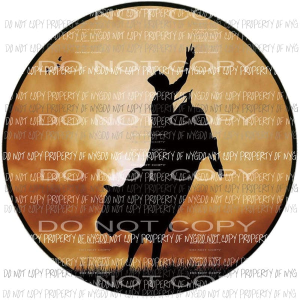 Cowboy riding a bull sunset background silhouette Sublimation transfers Heat Transfer