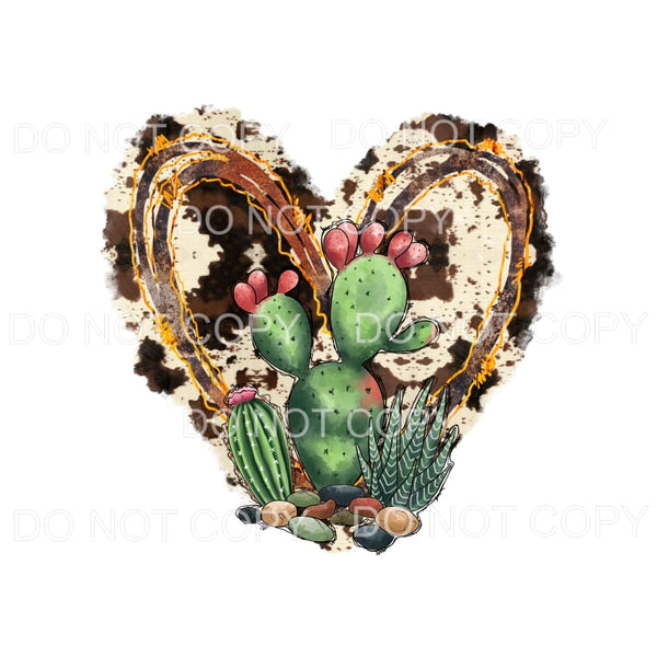 cowhide cactus heart # 104 Sublimation transfers - Heat 