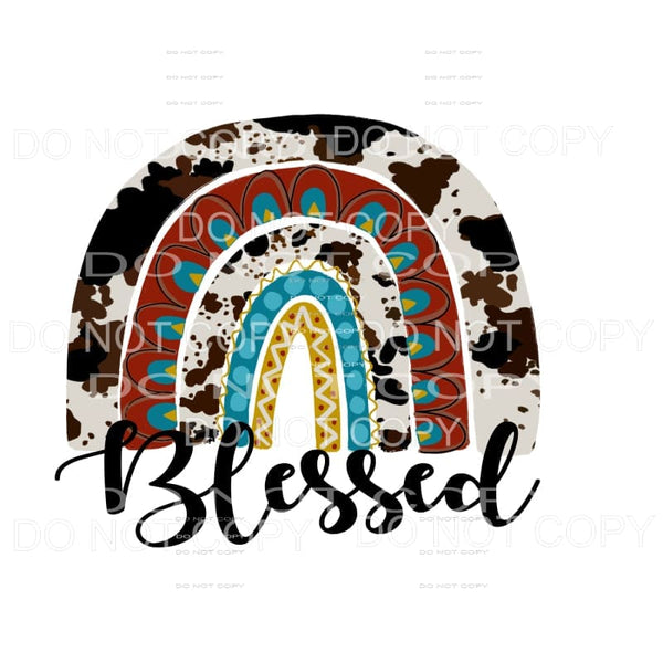 Cowhide Rainbow Blessed Sublimation transfers - Heat 