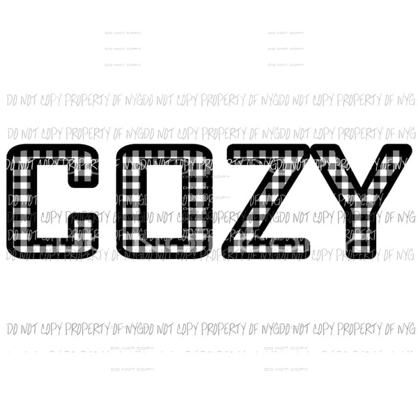COZY Black PLAID Sublimation transfers Heat Transfer