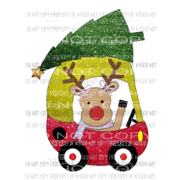 Cozy coupe girl reindeer Sublimation transfers Heat Transfer