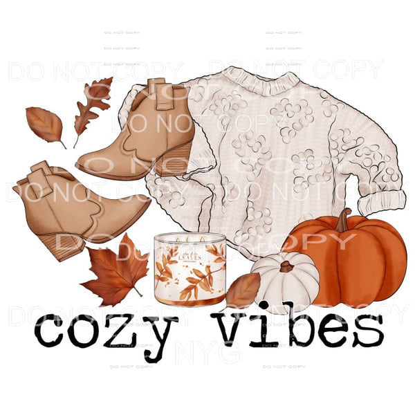 Cozy Vibes Boots Sweater Pumpkin Leaves Fall Things Colors 