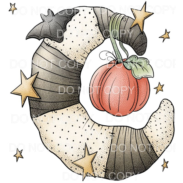Crescent Moon Pumpkin Stars Bat #416 Sublimation transfers -