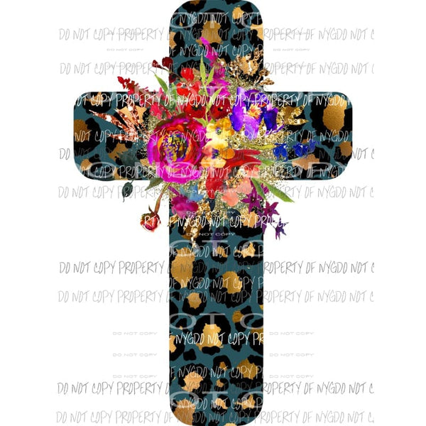 cross cheetah floral Sublimation transfers Heat Transfer