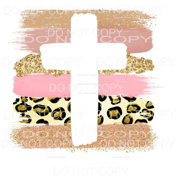 Cross Neutral Gold Leopard Brushstrokes Sublimation 