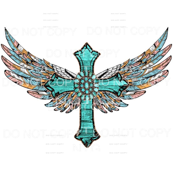 Cross with Wings #50 Sublimation transfers - Heat Transfer